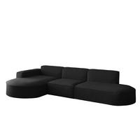 ECKSOFA Ottomane Palma Opera Velvet - Schwarz, Holzwerkstoff/Textil (296/165cm) - Fun Möbel