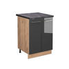 KÜCHENUNTERSCHRANK Fame-Line Anthrazit Hochglanz 60 cm, AP Anthrazit - Anthrazit/Eiche Wotan, Holzwerkstoff (60/82/60cm) - Vicco
