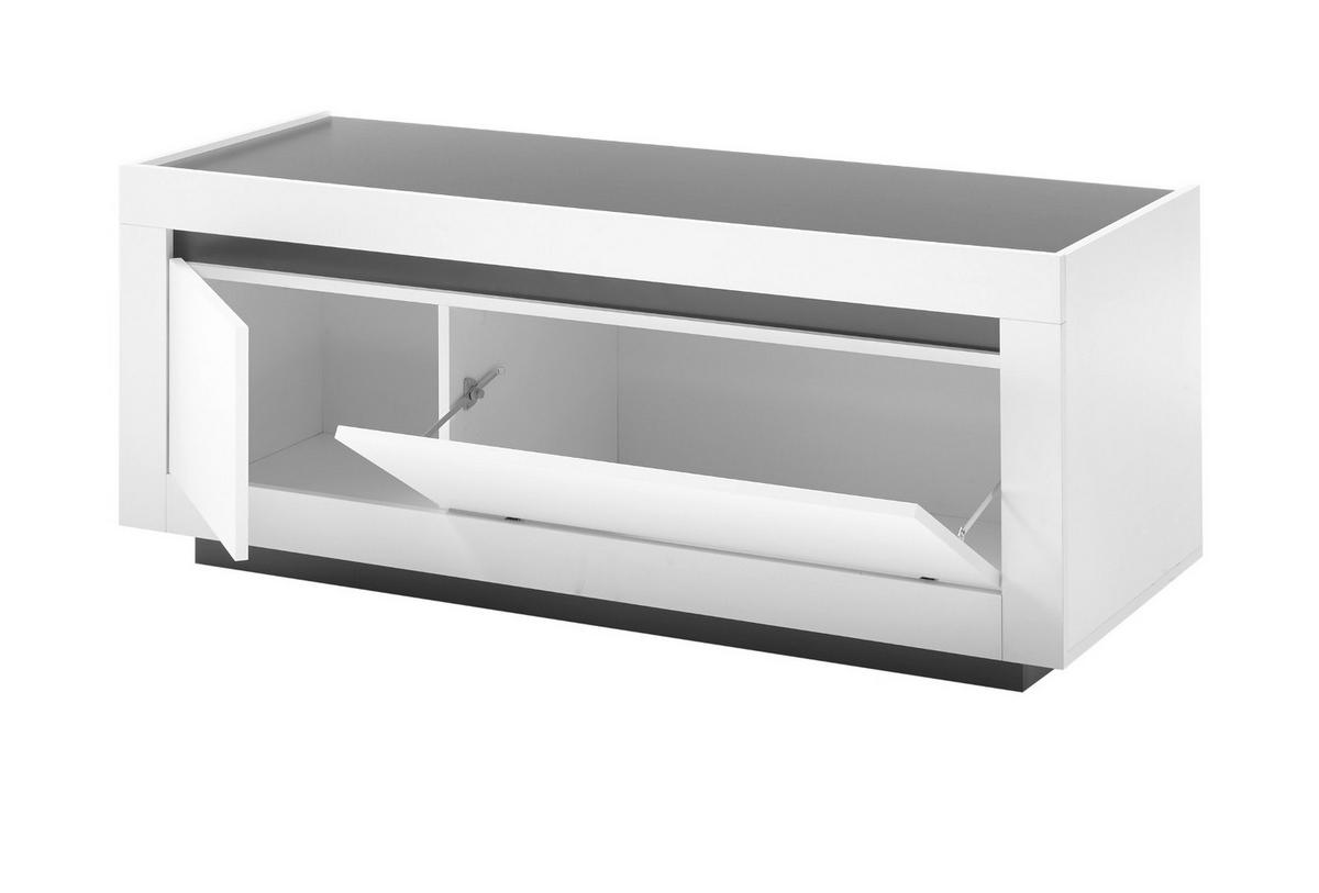 TV-LOWBOARD weiß, anthrazit, TV Unterteil 140 x 56 cm - Weiß Hochglanz/Anthrazit, Holzwerkstoff (140/56/50cm) - Furn.Design