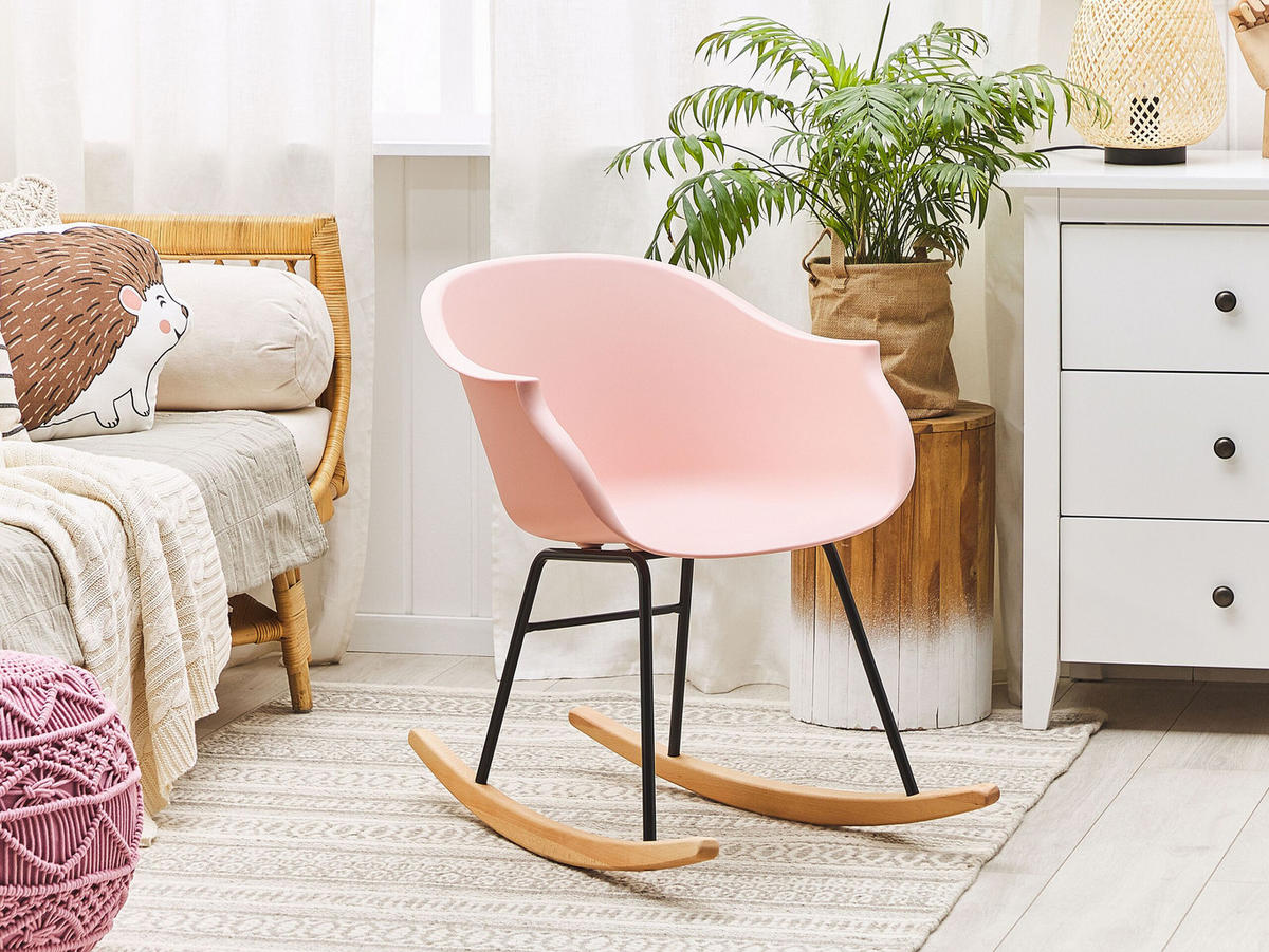 SCHAUKELSTUHL Kunststoff Rosa Harmony - Pink, Kunststoff/Metall (56/73/82cm) - Beliani