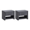 2ER-SET Nachttische mit 1 Schublade & 1 Ablage - Samt - Anthrazitgrau - ULAMI - Anthrazit, Textil (50/41/35cm) - Vente-Unique