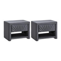 2ER-SET Nachttische mit 1 Schublade & 1 Ablage - Samt - Anthrazitgrau - ULAMI - Anthrazit, Textil (50/41/35cm) - Vente-Unique