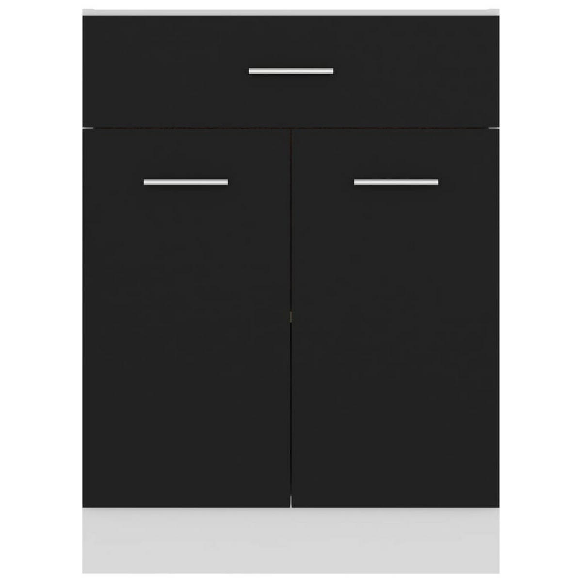 KÜCHENUNTERSCHRANK Lyon mit 2 Türen, 1 Schublade 60/46/81,5 cm aus Holzwerkstoff Schwarz - Schwarz/Grau, Holz/Metall (60/81.5/46cm) - vidaXL