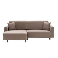 ECKSOFA mit Schlaffunktion und linksseitiger Récamiere - mane 246/160/85 cm - Taupe, Holz (160/246cm) - Calicosy