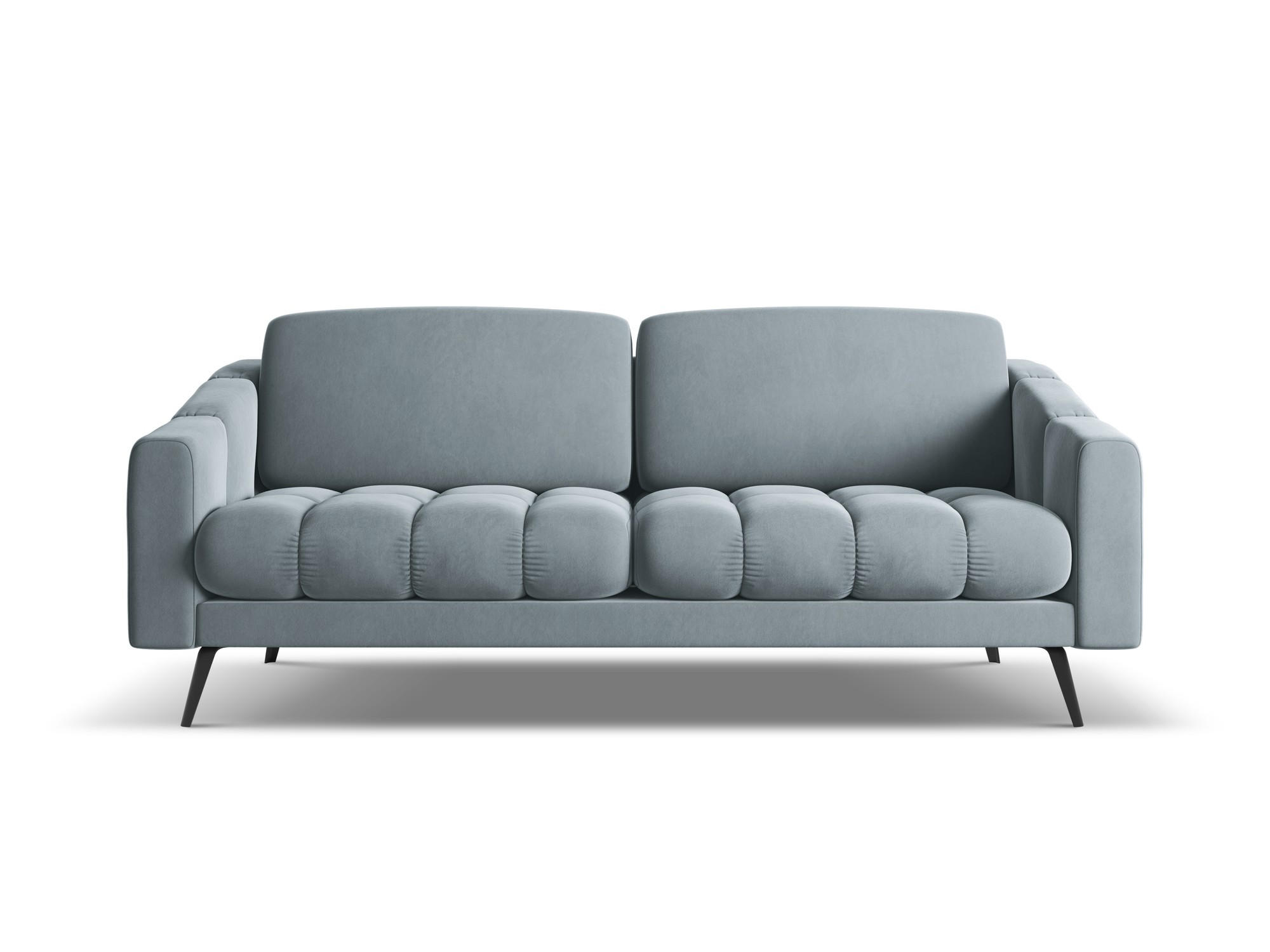 3-SITZER SOFA Samt Stoff Blau - Blau/Schwarz, Textil/Metall (202/80/95cm) - Makamii