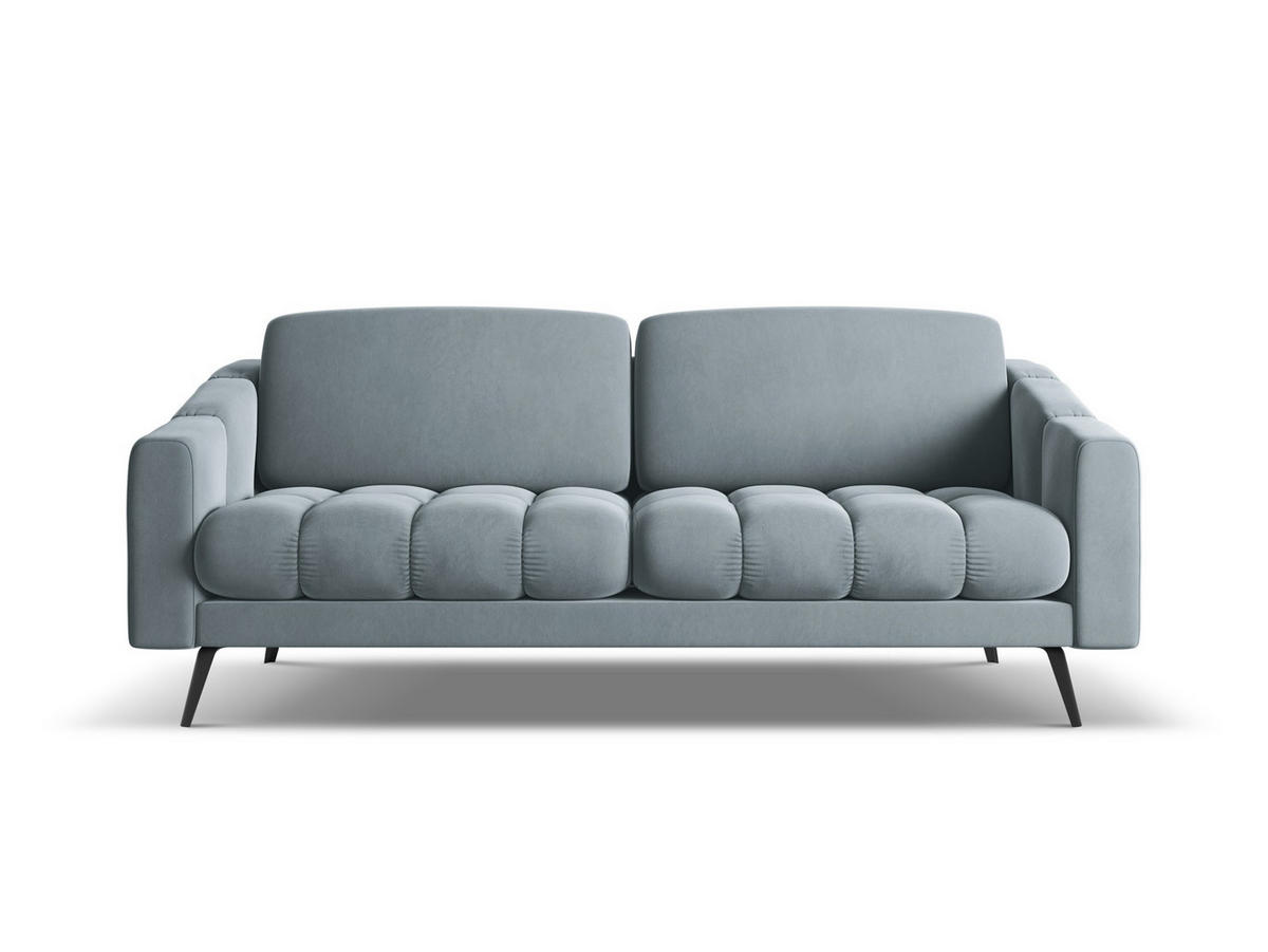 3-SITZER SOFA Samt Stoff Blau - Blau/Schwarz, Textil/Metall (202/80/95cm) - Makamii
