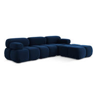 ECKSOFA Beidseitig Samt Stoff Blau - Blau/Schwarz, Kunststoff/Textil (285/191cm) - Makamii