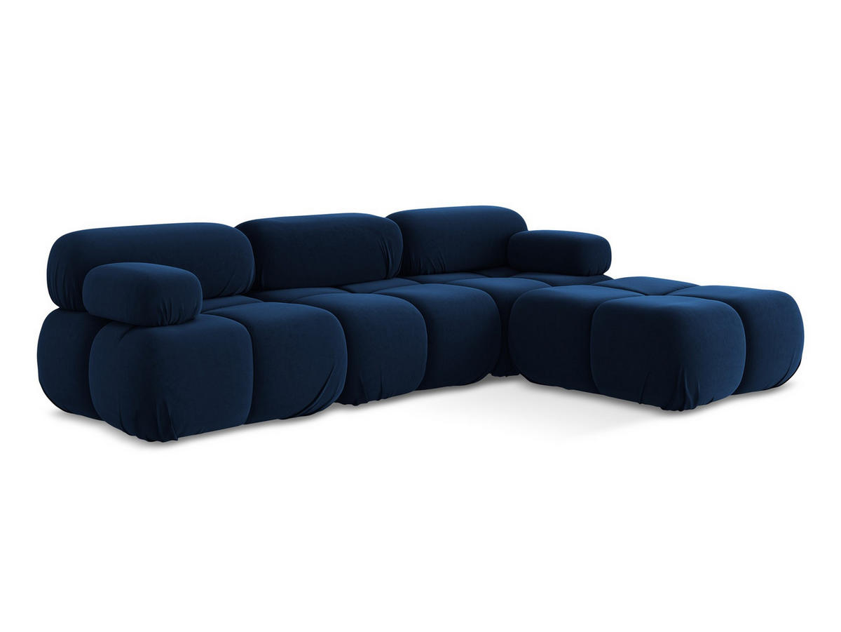 ECKSOFA Beidseitig Samt Stoff Blau - Blau/Schwarz, Kunststoff/Textil (285/191cm) - Makamii