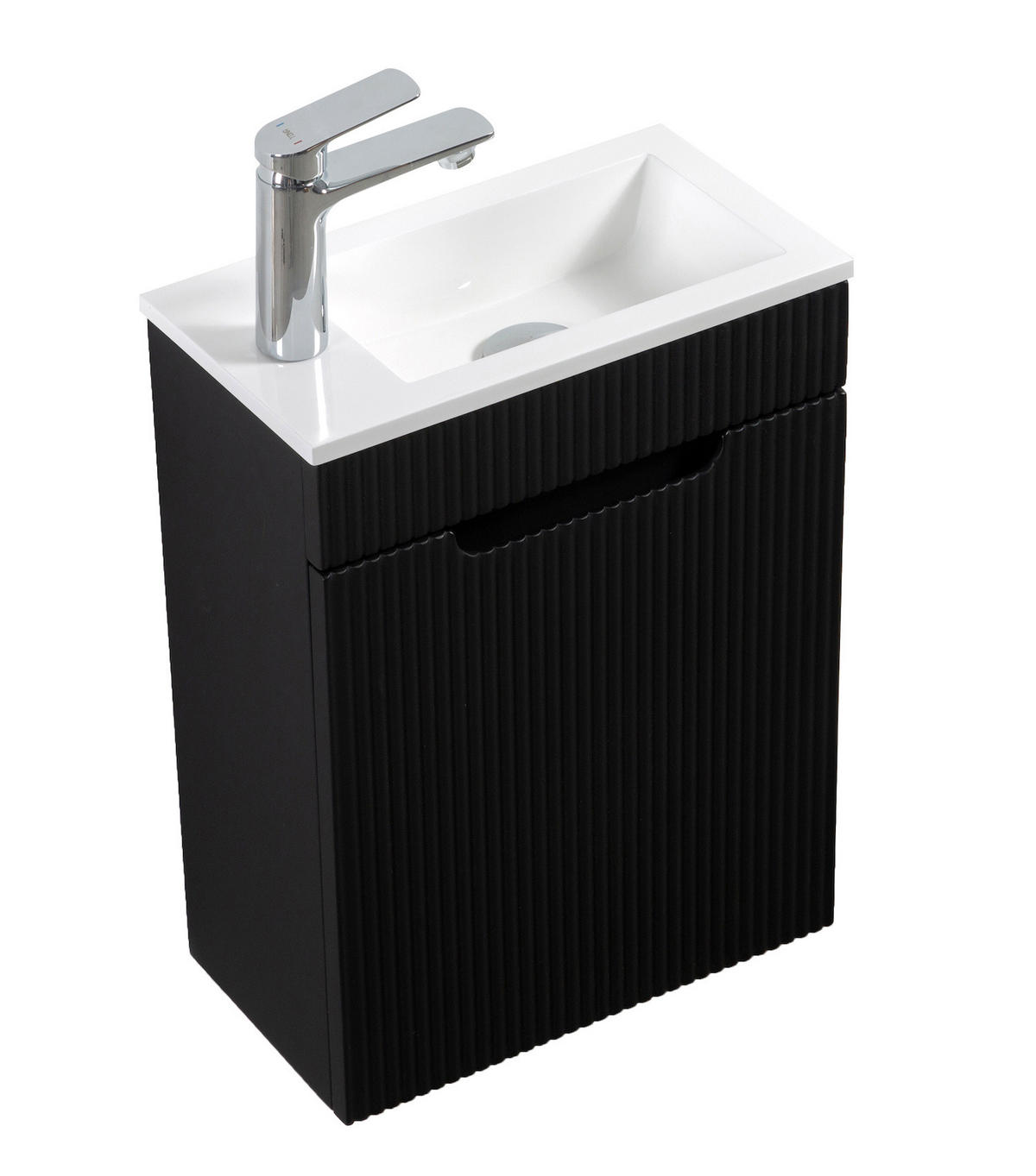 GÄSTE-WC-MÖBELSET Thermis 2 Teile Schwarz Matt - 40 x 22 x 53 cm - Schwarz, Holz (40/53/22cm) - Badplaats
