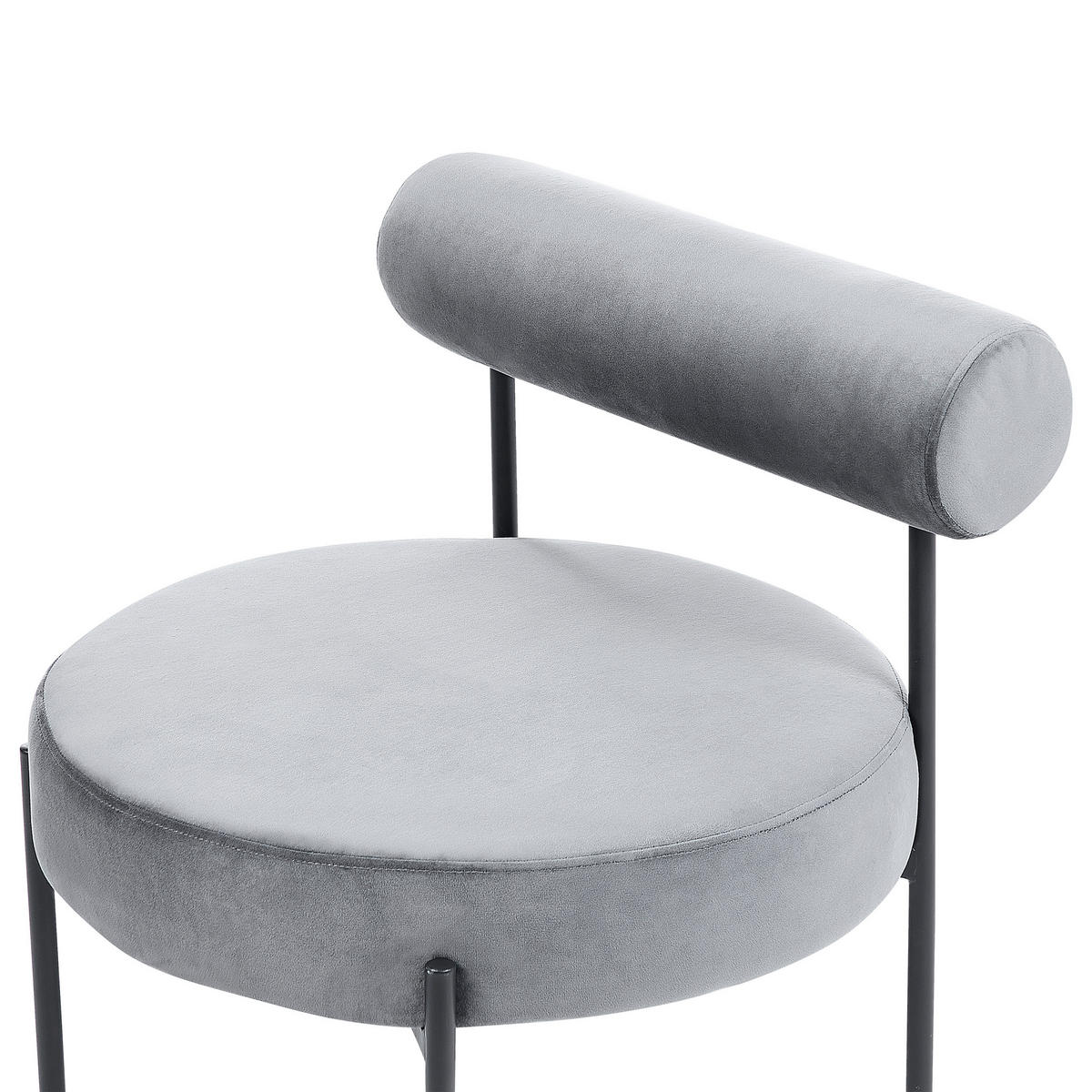 SESSEL Samtstoff Grau/Schwarz Alpha - Grau, Textil/Metall (60/66/60cm) - Beliani