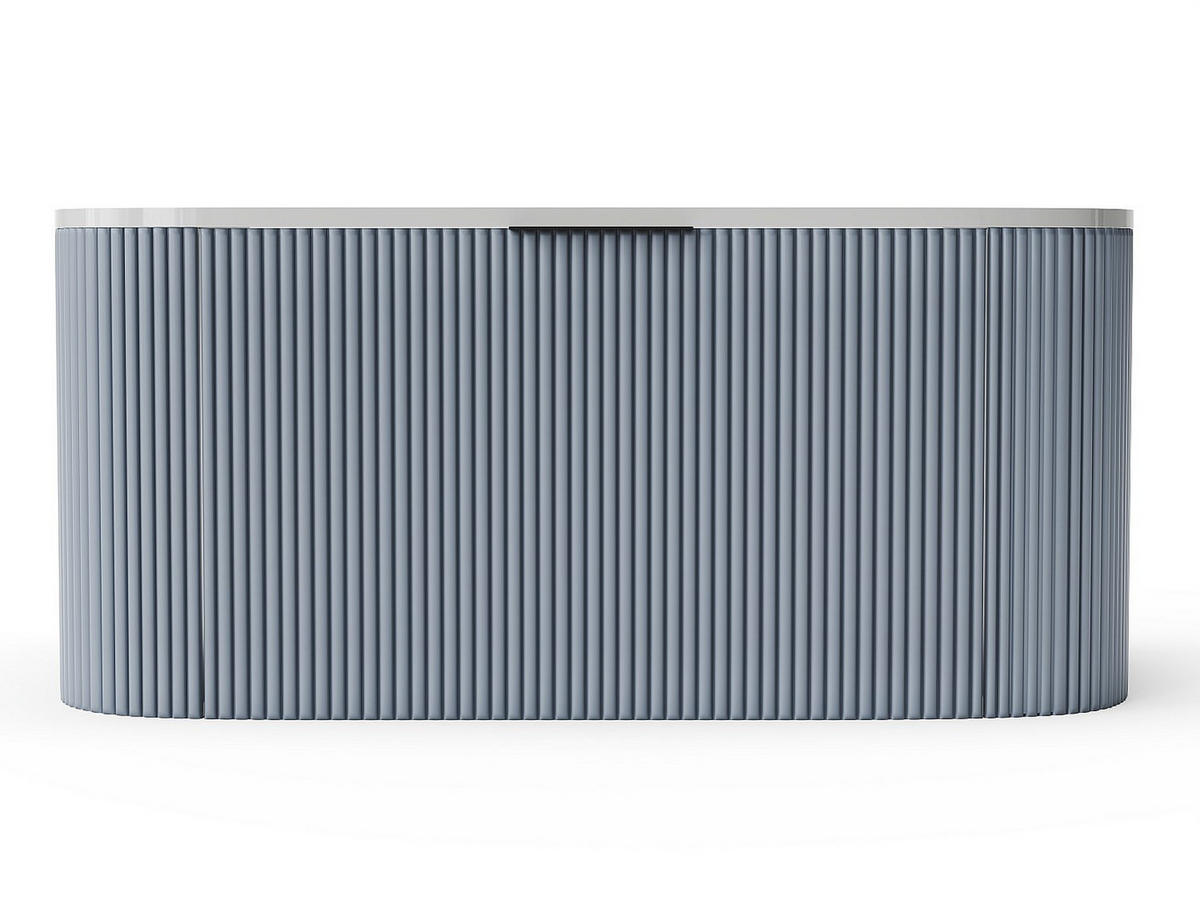 WASCHBECKENUNTERSCHRANK hängend - Streifenoptik - Blau matt - 100 cm - LOMERI - Blau, Holz (99/45/50cm) - Vente-Unique