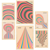 POSTER Set Mit 6 Geometrische Bauhaus Formen A3 & A4 Rahmen Aus Hellem Holz - Beige, Papier (29/3cm) - Nacnic