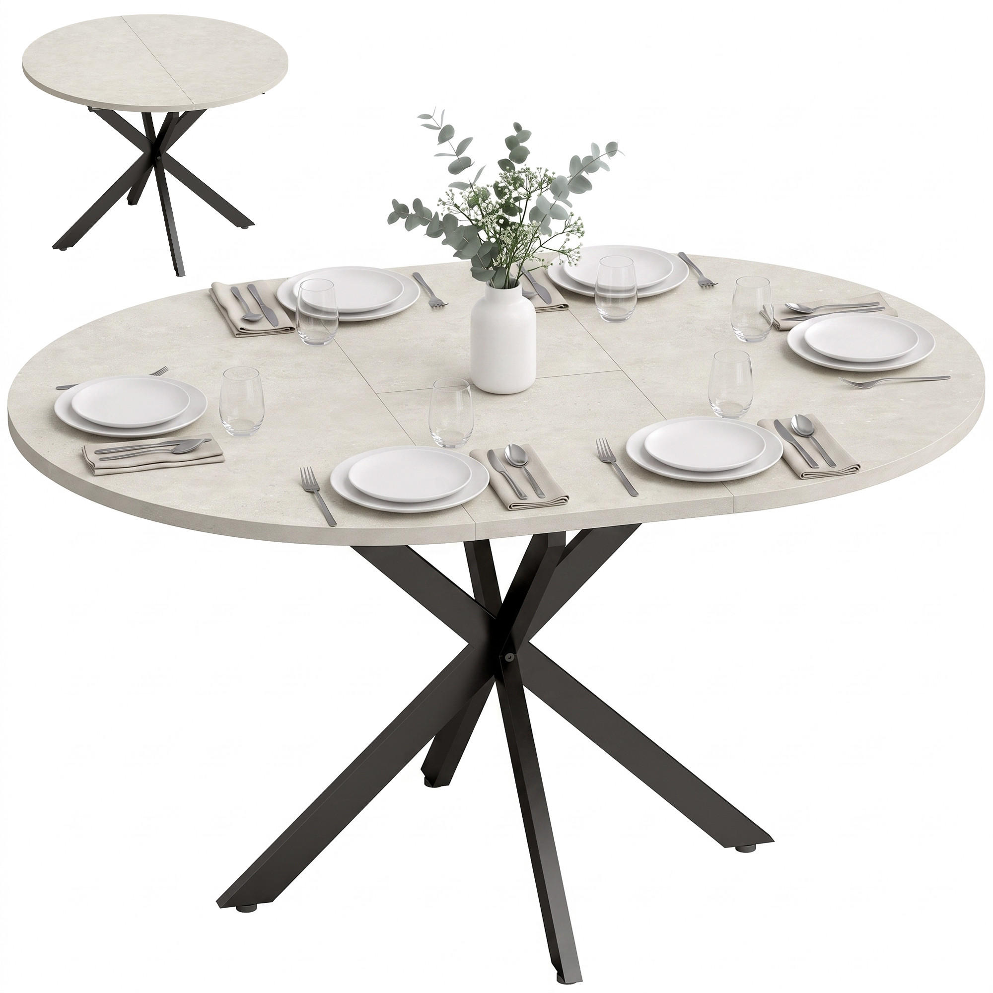 ESSTISCH Grau ausziehbar 135/100/75 cm - Grau, Metall (135/100/75cm) - PANGIVO