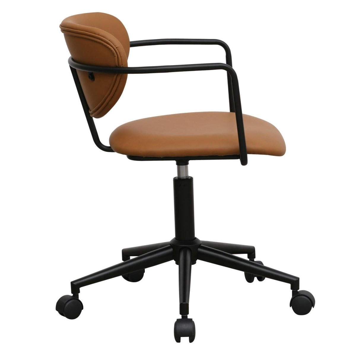 DREHSTUHL höhenverstellbar in Kunstleder Cognacbraun - Schwarz/Braun, Textil/Metall (54/71/57cm) - Furnhouse
