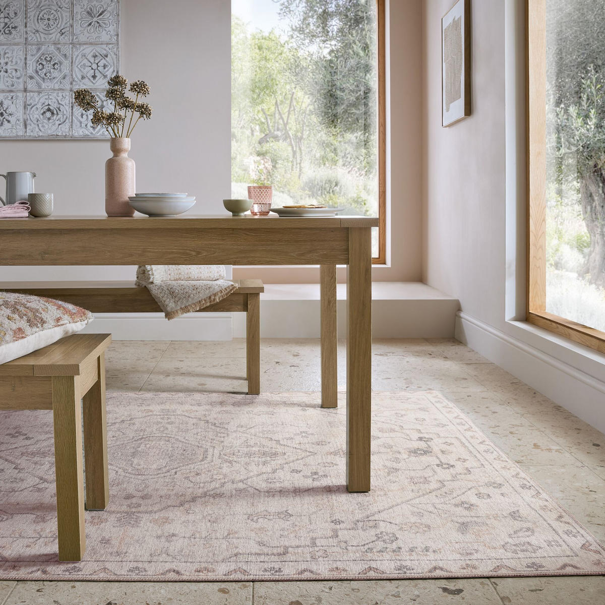 TEPPICH waschbar Medallion Muster, Orientalisch, Wohnzimmer schmutzabweisend Beige Rechteckig 152x230 - Beige, Textil (152/230cm) - KADIMA DESIGN