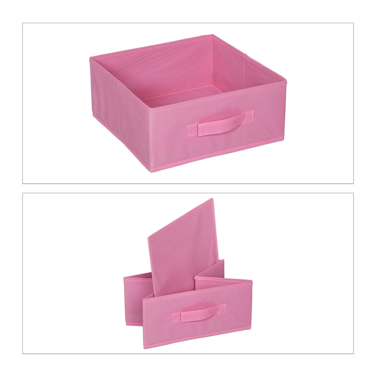 VEŠIAK Ružový detský so zrkadlom 3 textilné boxy 107 cm - ružová, kompozitné drevo/textil (97.5/107/61cm) - Relaxdays