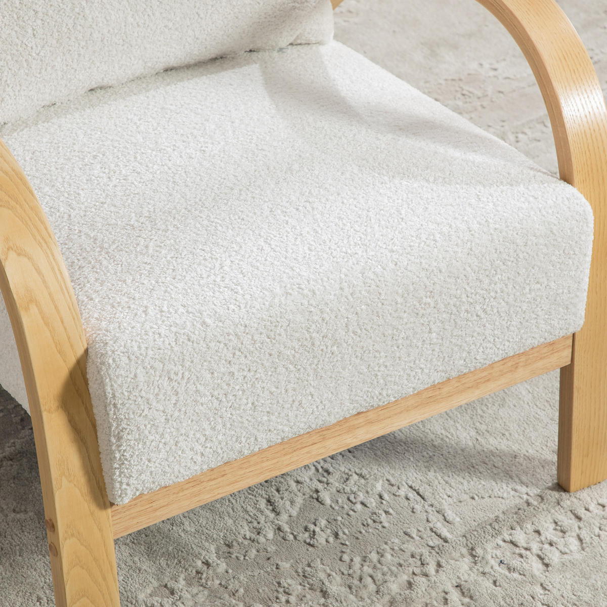 LOUNGESESSEL Chenille-Bezug mit Holzgestell, DE-42403, Elfenbein - Creme, Holz (82/83.5/70cm) - ComfortXL