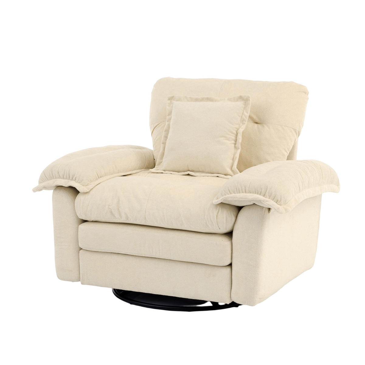 DREHBARER Sitzsessel 360° Chenille-Bezug mit Metallfuß oversized 116/84/96 cm Beige - Beige, Textil (84/96/116cm) - Redom