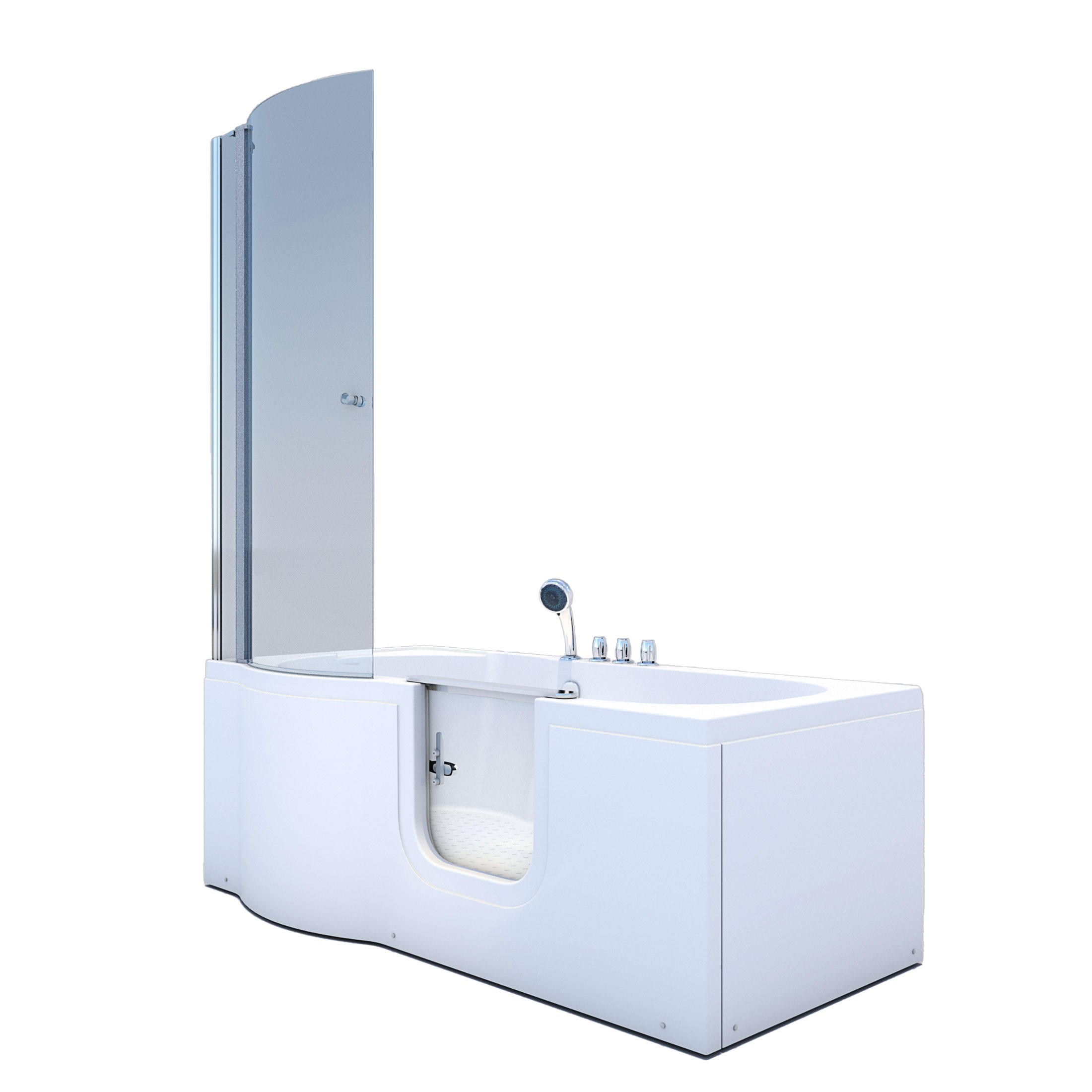 SENIORENDUSCHE S12D-TH-R Weiß - Weiß, Glas/Kunststoff (85/170/200cm) - AcquaVapore by Sandra Jentho