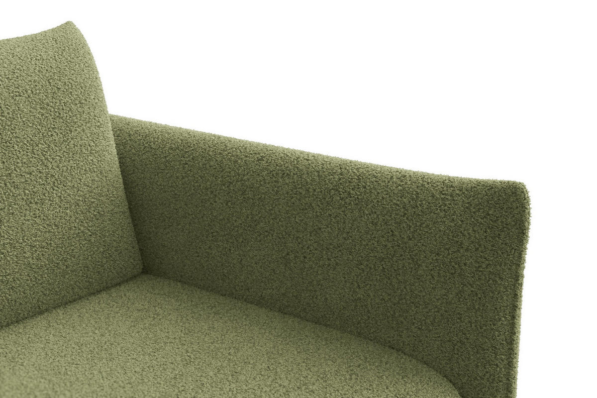 ECKSOFA TAUER 3-Sitzer LINKS, Bouclé-Stoff grün - Schwarz/Grün, Holz/Textil (173/206cm) - Courtois Laville