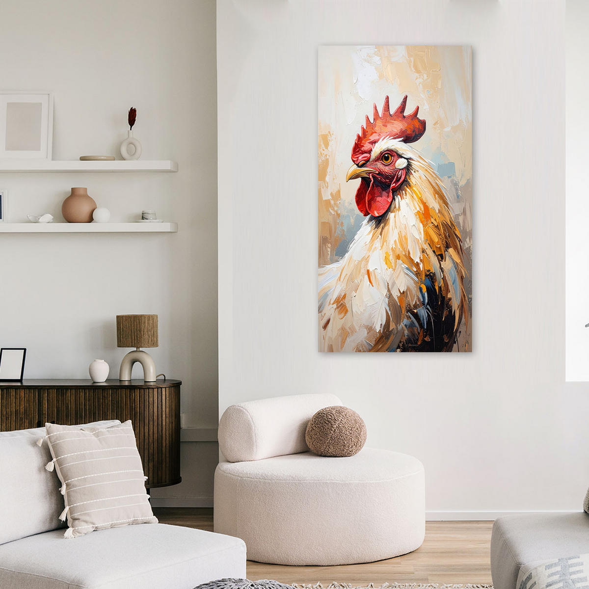 LEINWANDBILD Henne Vogel Tier 50x100cm - Beige, Textil (50/100cm) - Feeby