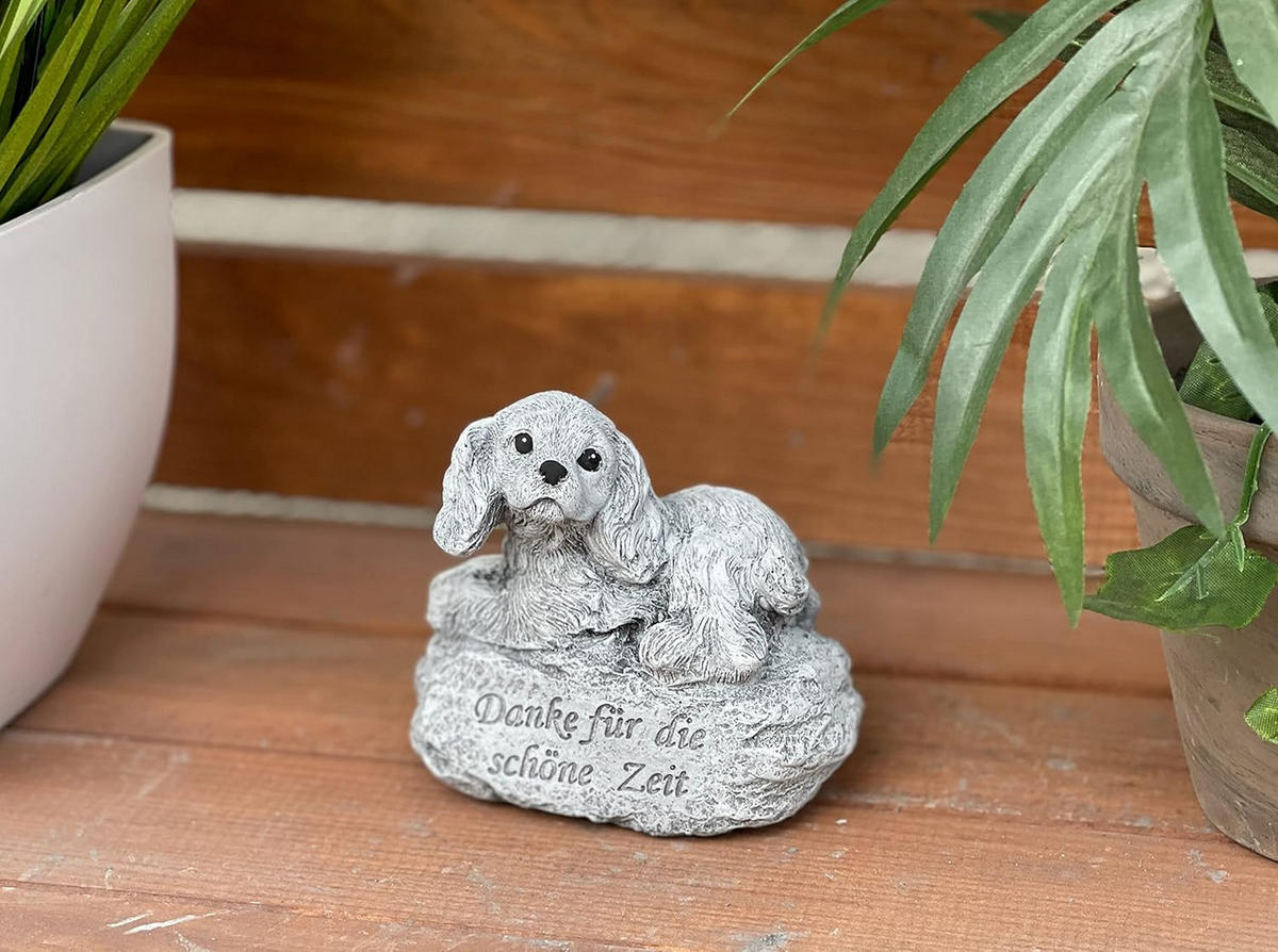 STEINFIGUR Hund Danke für die schöne Zeit, frostfest, Steinguss - Grau, Stein (8/10/6cm) - stoneandstyle