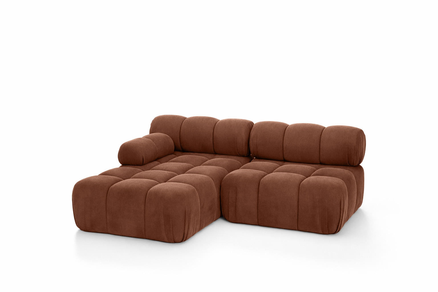 ECKSOFA L-Form Mini II Modular, Veloursstoff Salvador, Dunkelbraun, Links, Selia - Dunkelbraun, Holz (190/160cm) - Kaiser Möbel