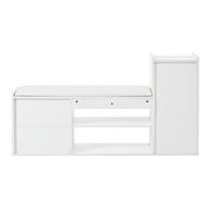 SCHUHBANK in 128x30x68cm mit 2 Schubladen 1 Schrank,Weiß - Weiß, Holzwerkstoff (30/68/128cm) - KOMHTOM