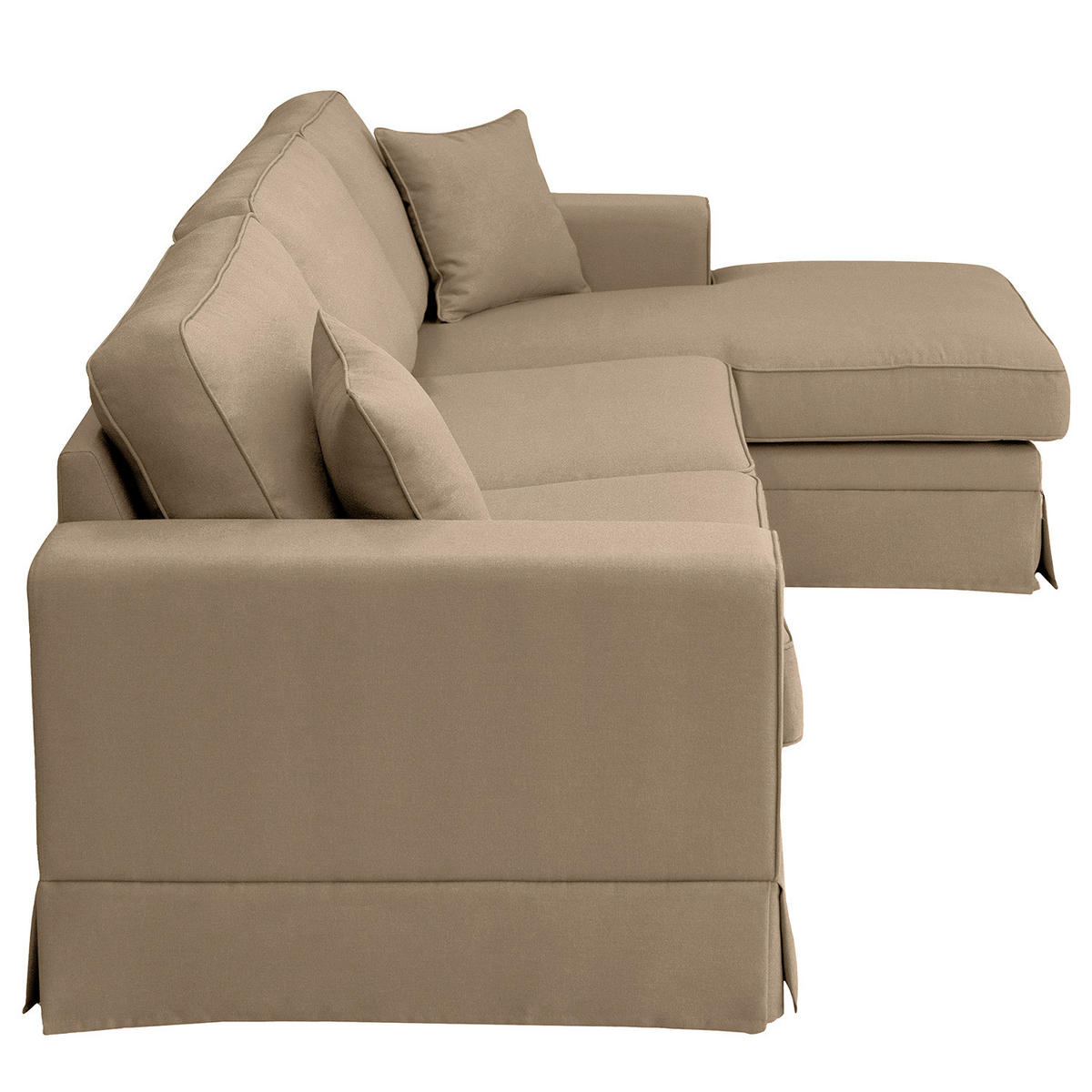 ECKSOFA mit Husse - Longchair, Webstoff - Hellbraun/Schwarz, Kunststoff/Textil (300/165cm) - home24