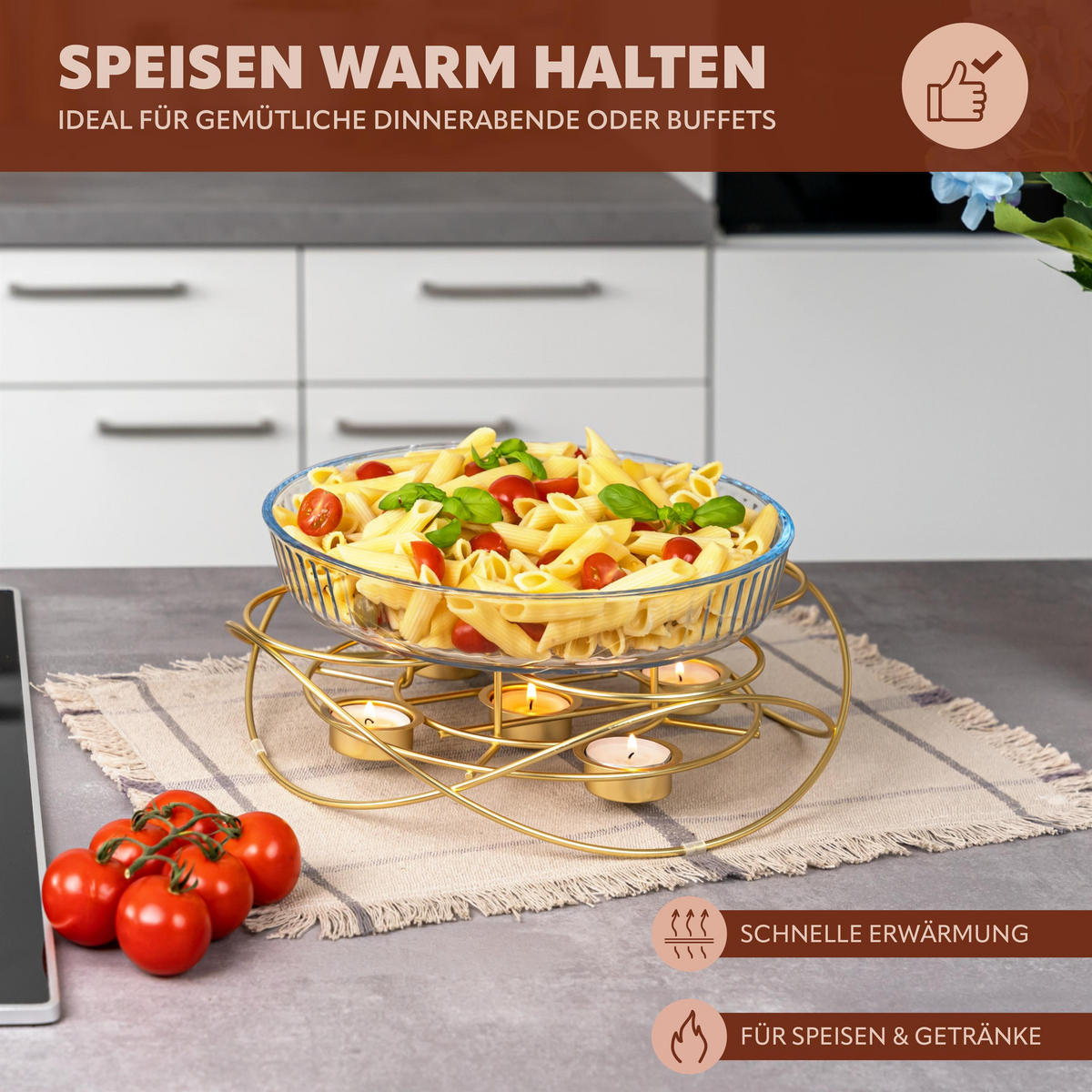 SPEISEWÄRMER, Gold - Goldfarben, Metall (30/8cm) - bremermann