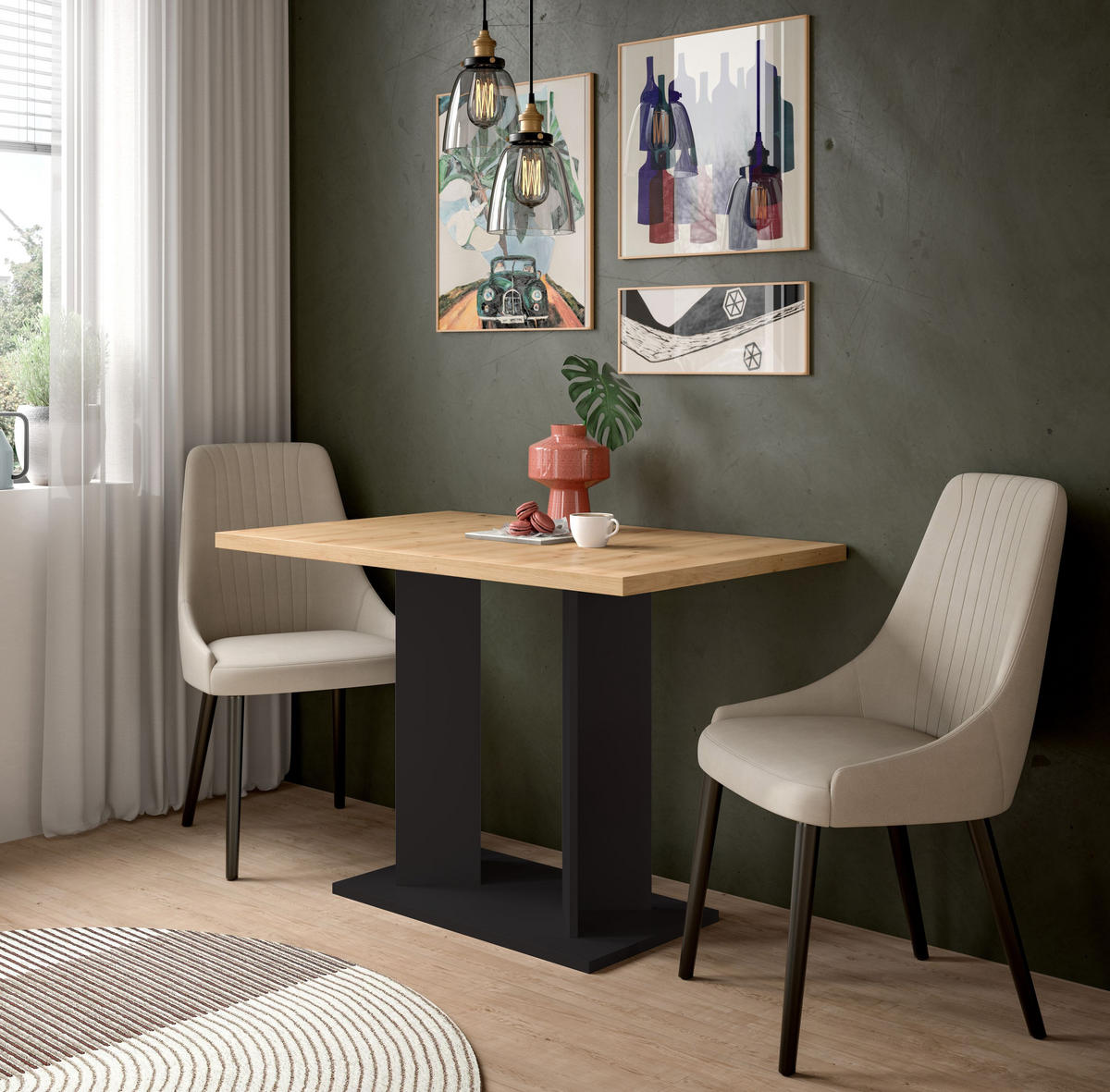 ESSTISCH GUSTAV (B/H/T: ca. 110/76/70 cm) in schwarz/Artisan Eiche Nachbildung - Schwarz, Holzwerkstoff (70/110/76cm)