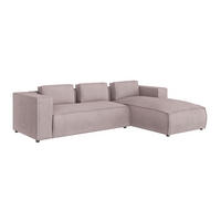 ECKSOFA Nova Puderrosa Cord, Ottomane rechts - Pink/Schwarz, Holz/Kunststoff (262/176cm) - S-Style Möbel