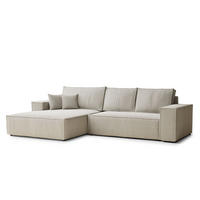 ECKSOFA Maze Beige Webstoff - Links Seite - Beige/Schwarz, Holz/Holzwerkstoff (185/294cm) - Maison de Reve