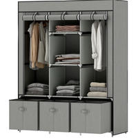 KLEIDERSCHRANK 125/43/162,5 cm mit 3 Schubladen und 2 Kleiderstangen in Hellgrau - Hellgrau, Metall (125/162.5/43cm) - BEAOK