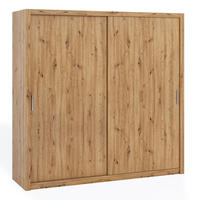 SCHIEBETÜRENSCHRANK Tamiza 220/215/62 2-türig - Silberfarben/Eiche Artisan, Holzwerkstoff/Kunststoff (220/215/62cm) - Ravio