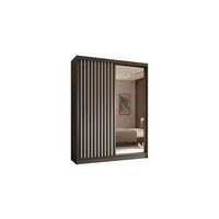 KLEIDERSCHRANK mit Spiegel-Schiebetüren und Aluminium-Leisten - LAMELO - 160 cm Grau+Grau+Weiß - Weiß/Grau, Holzwerkstoff (160/216/61cm) - ALTDECOR