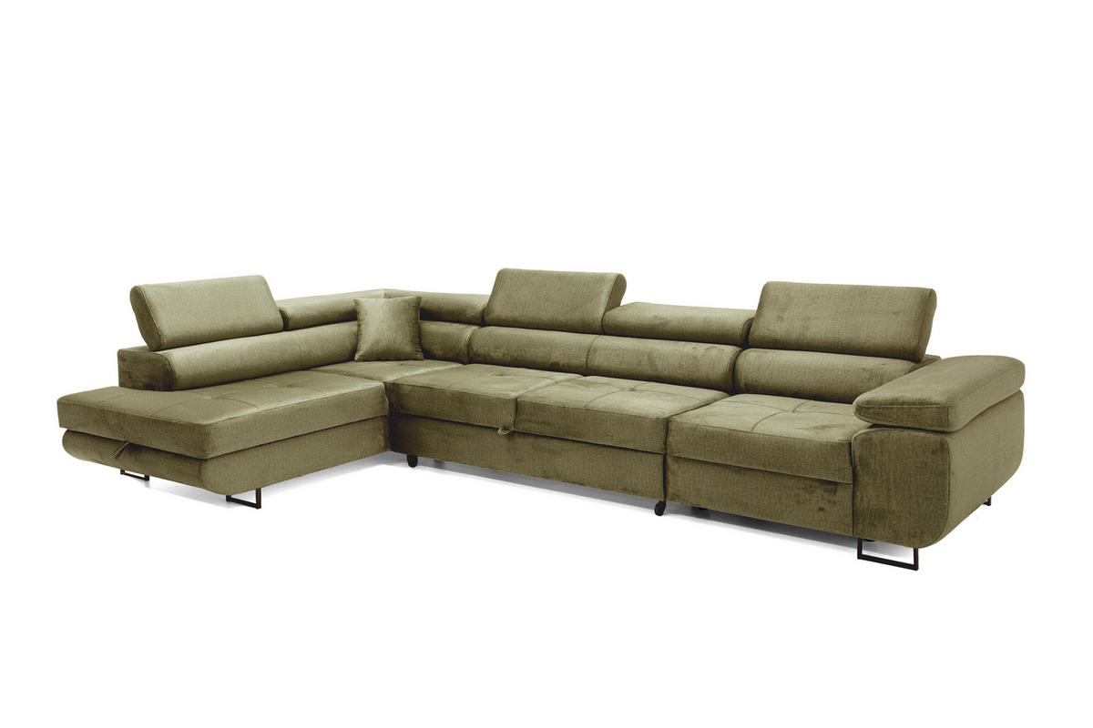 ECKSOFA WILD MAXI Links Hellgrün - Chromfarben/Hellgrün, Holz/Textil (350/203cm) - Muffo