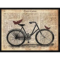 POSTER Fahrrad Mit Schmetterlingen. A4 Rahmenlos - Klar, Papier (29.7/5/21cm) - Nacnic