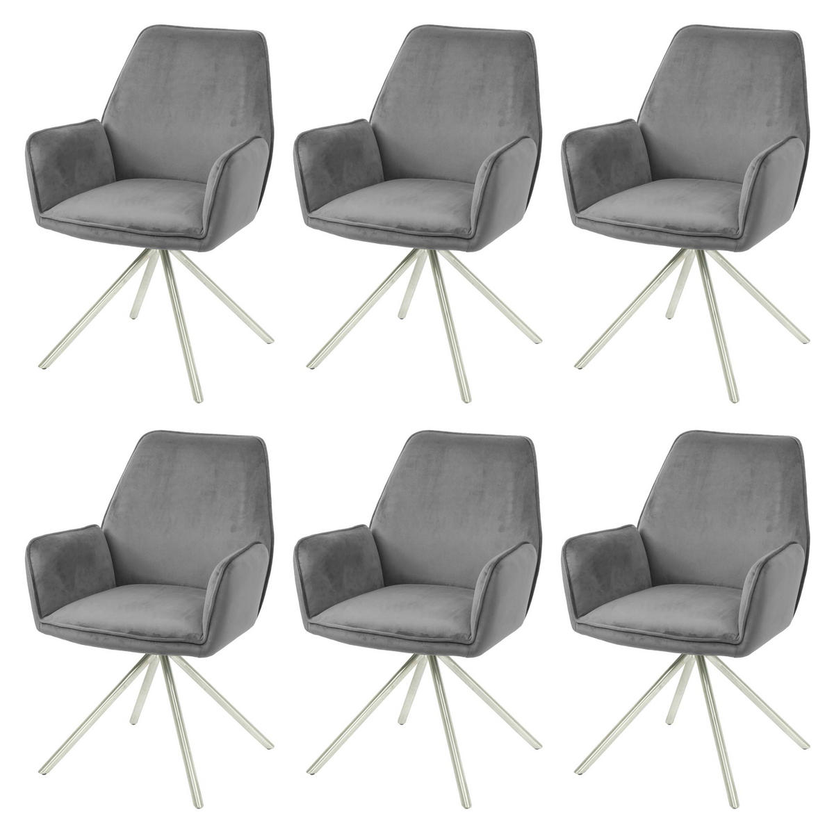 ESSZIMMERSTUHL Anthrazit, Silber 6er-Set - Anthrazit/Silberfarben, Textil (60/86/60cm) - MCW