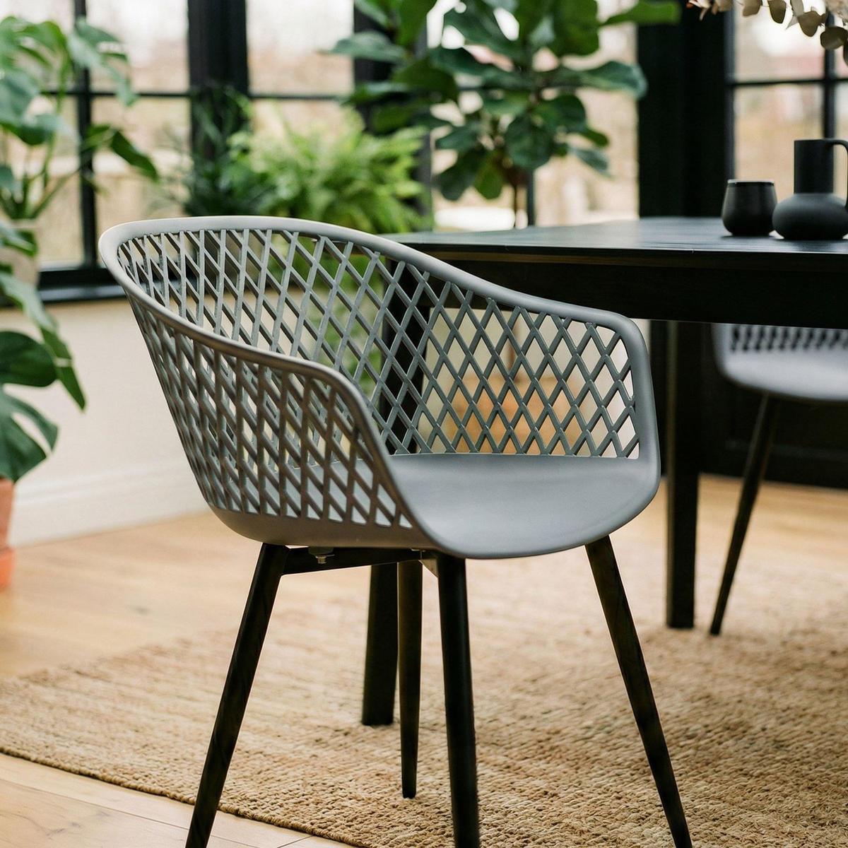 GARTENSTUHL MEDEIRA 4er-Set anthrazit - Anthrazit, Textil (61/80/57cm) - IDIMEX