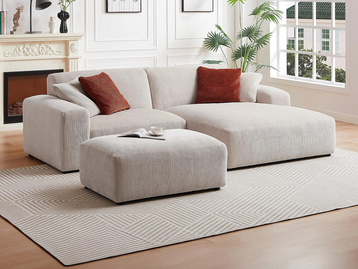 SOFA - 5 Personen - samt - beige Tirono - Beige, Kunststoff/Textil (99/80/66cm) - Vente-Unique