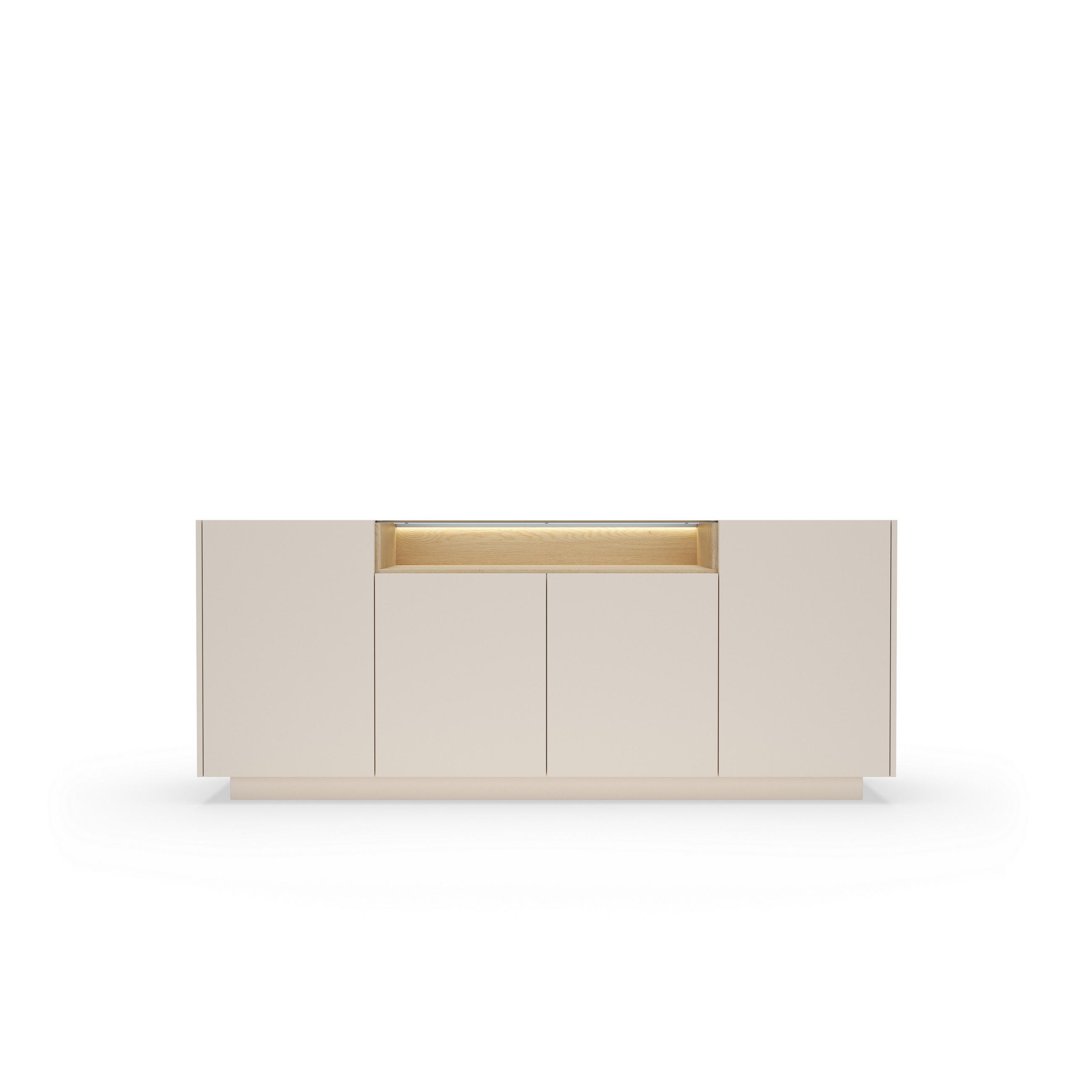 KOMMODE PORTA 203/83/39,5cm mit Schubladen 4 Türen Beige - Eichefarben/Beige, Holzwerkstoff (203/83/39.5cm) - MASSENO