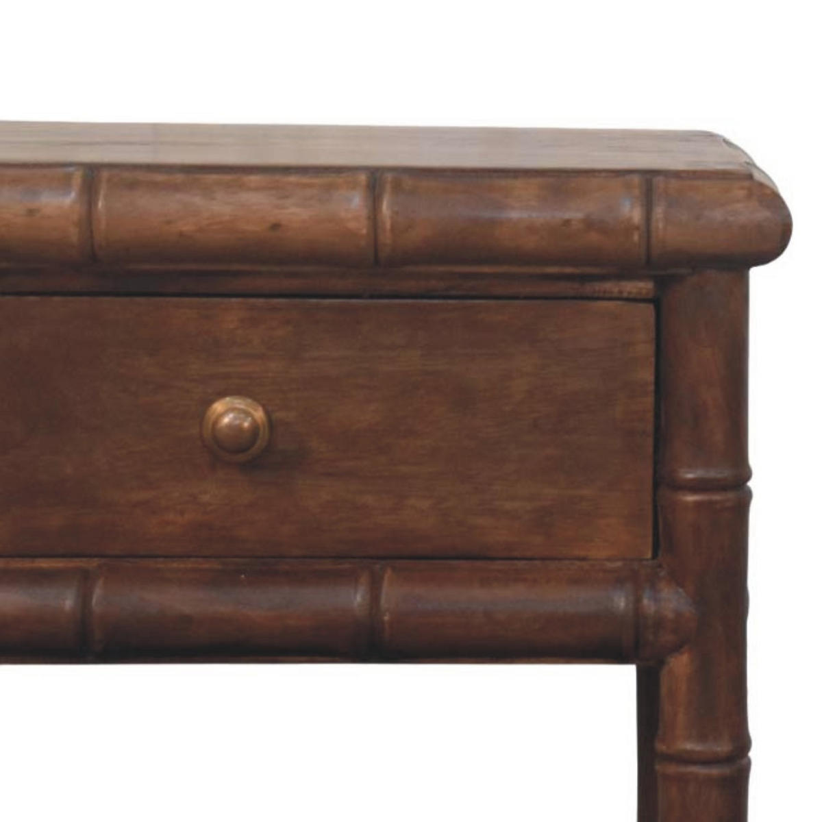 NACHTKASTEN Bambus Geschnitzt, 1 Schublade und Offenes Regal, Dunkelbraun - Dunkelbraun/Messingfarben, Holz/Metall (45/60/36cm) - Artisan Furniture