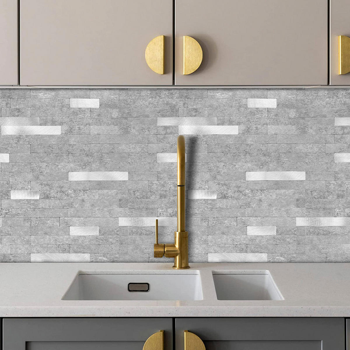 FLIESENAUFKLEBER 1 Stück 29,7 x 29,2 cm Selbstklebende Fliesen - Mela Tigre - Graphitfarben/Grau, Kunststoff (29.2/0.4/27.7cm) - Mazovia