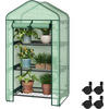 GEWÄCHSHAUS mit Rollen, Foliengewächshaus mit 3 Regalen - Grün, Textil/Metall (70/131/50cm) - Woltu