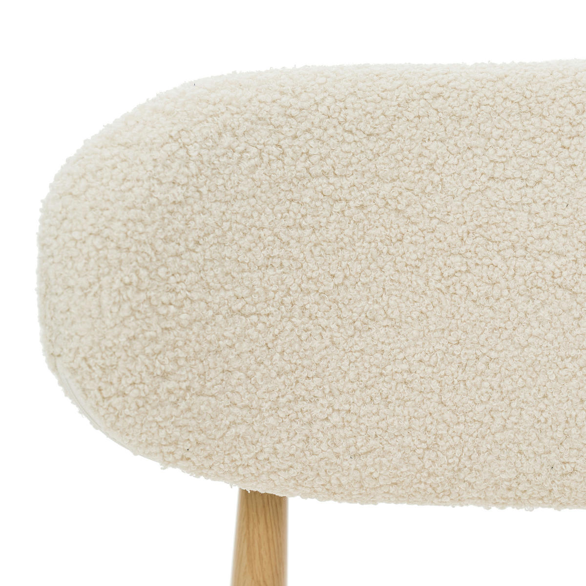 STUHL ALMO gepolstert Beine in Holzoptik - ecru - Boucle - Ecru/Eichefarben, Textil/Metall (47/77/54cm) - NEW HOME