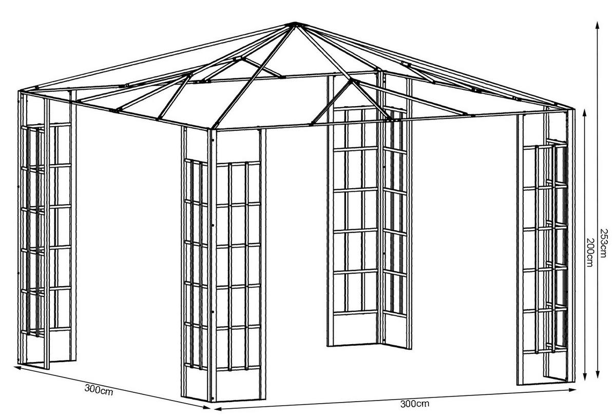 ALUOPTIK Pavillon 3x3m Anthrazit - Beige, Metall (300/256/300cm) - QUICK STAR