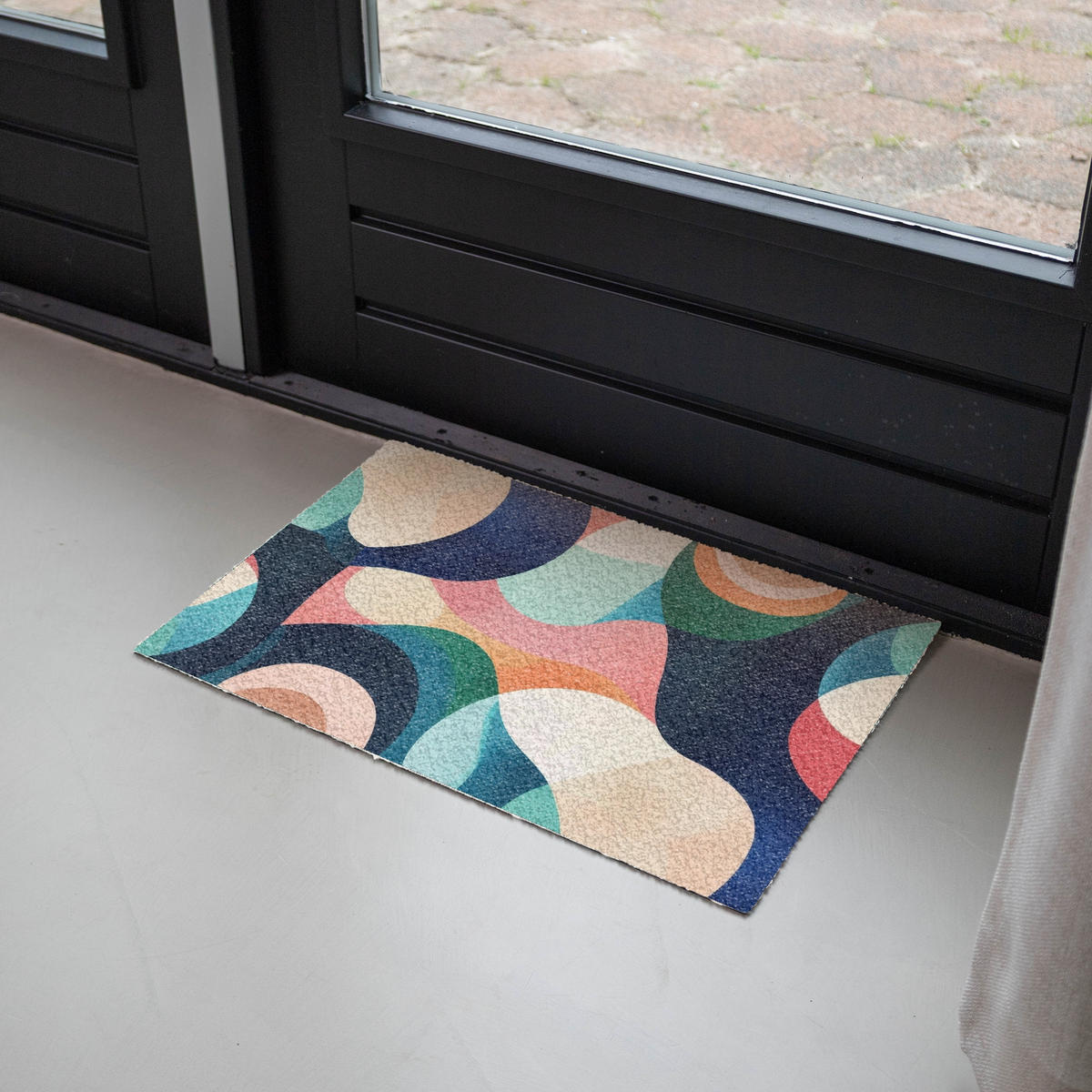 FUSSMATTE Abstrakt - Blau - Rosa Fußabtreter 60x40 cm - Multicolor, Kunststoff (60/40cm) - MuchoWow