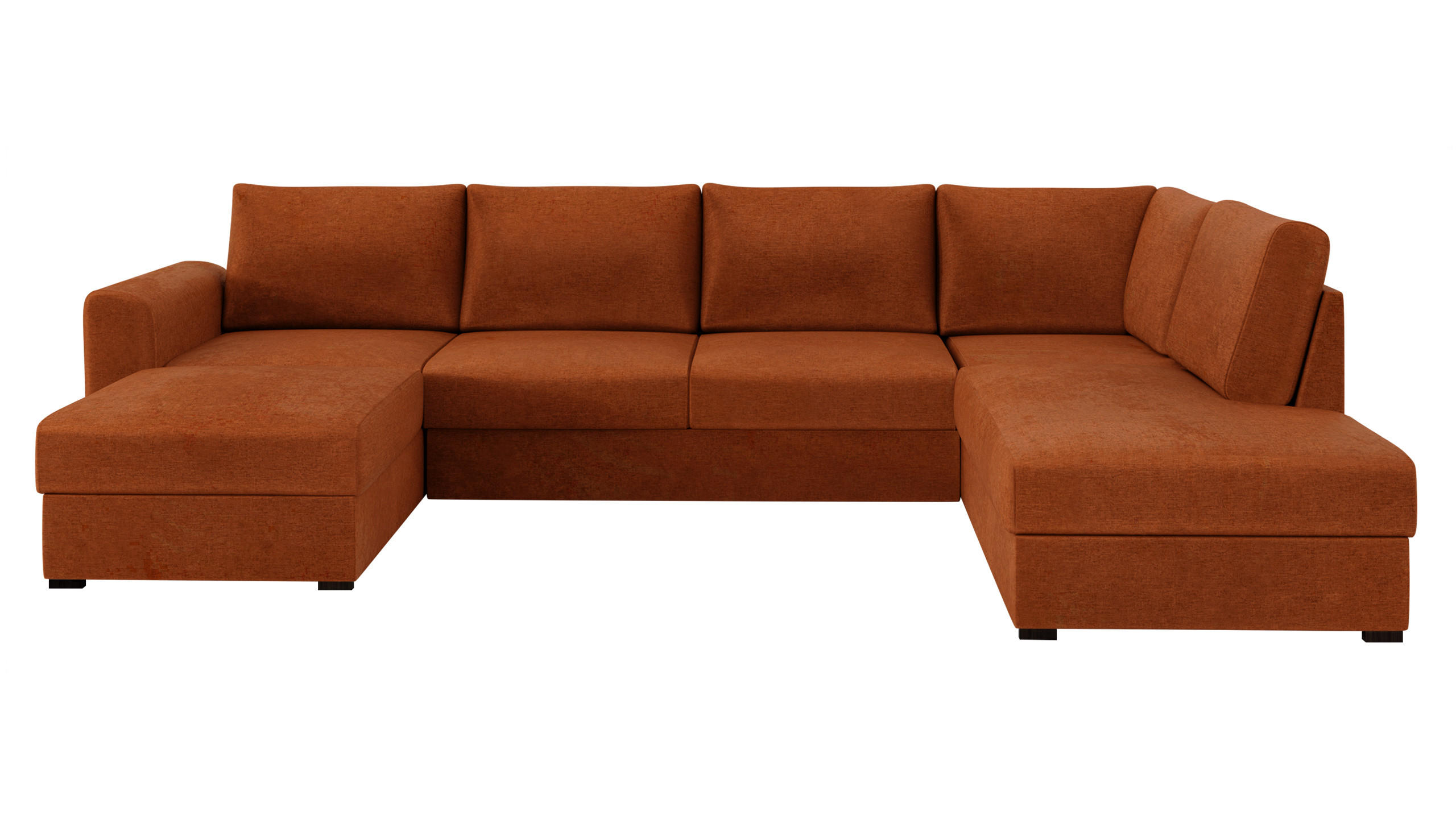 WOHNLANDSCHAFT Wilma, Seite: Rechts - Schwarz/Orange, Holz/Textil (305/85/188cm) - MIRJAN24