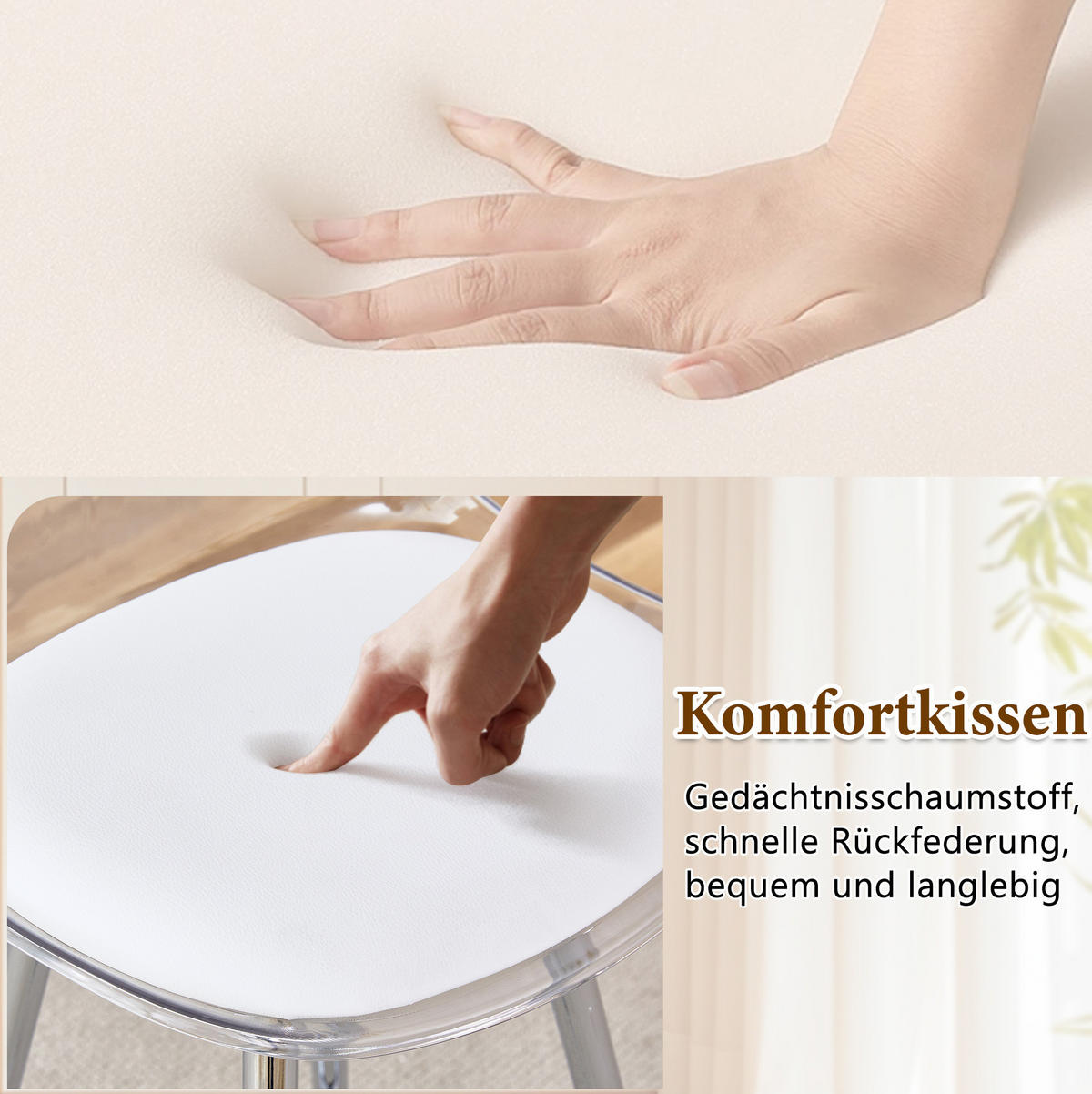 BARHOCKER mit Rückenlehne 2er-Set Transparent Silber - Silberfarben, Metall (33/96.5/38cm) - Meubliv